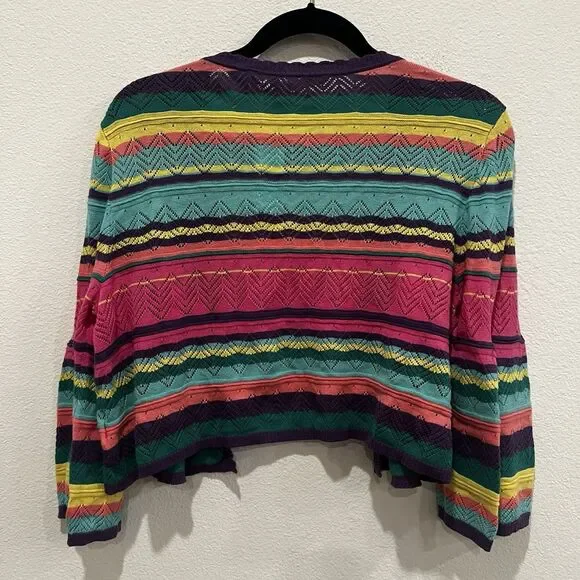 Soft Surroundings NWT Monteverde Stripe Cardigan Sweater - Size L Artsy Colorful - Picture 6 of 8